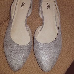 Cato Women's Pointy-Toe D'Orsay Flat Size: 9 Color: Pewter/Metallic Gr…
